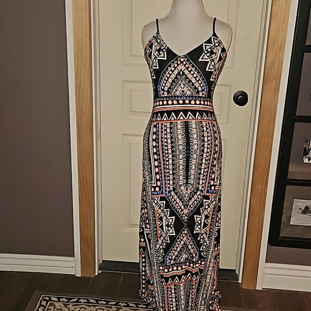 Funky Black Print Maxi Dress